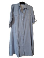 3/4 Sleeve Lapel Pocket loose shirt button dress