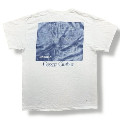 Vintage 90s Simcom Cessna Citation Airplane T-Shirt International Flight Academy