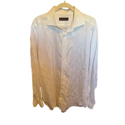 Etro Made In Italy White Paisley Pattern Dress Shirt Menswear Designer 44