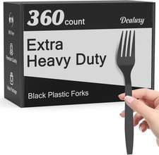 360 Count Extra Heavy Duty Black Plastic Forks Disposable, Bpa-Free, Heat Resist