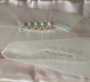 Vintage Bridal Ivory Tulle With Covered Button Closure 14” Fingerless Gloves