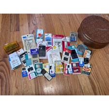 Vintage Sewing Needle Lot in Decorative Tin, Sewing Notions Craft Supply Lot