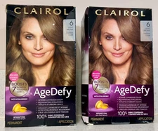 Clairol Age Defy 6 Permanent Hair Color Dye #6 Light Brown 2 pack