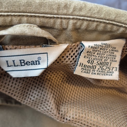 LL Bean Jacket Mens Size 40 Short Tan Casual Wear Half Button Pockets - Picture 14 of 22