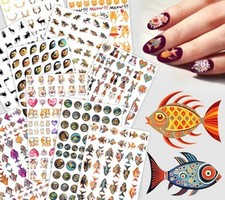 Nail Decals 10 Sheets Animal Mix Nail Stickers Set Fish Frogs Duodeviginti