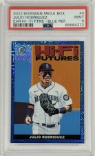 2022 Bowman Chrome Julio Rodriguez Hi-Fi Futures Mega Blue Refractor /150 PSA 9