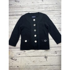 Jones New York Signature Black Knit Button Front Cardigan Sweater Medium