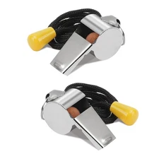 2 Pcs Stainless Steel Whistle with Lanyard for Adults Referees Coaches Training