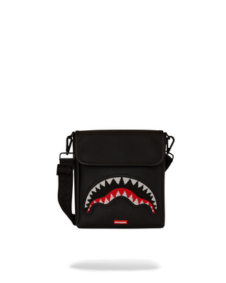 FLY KNIT MOUTH MESSENGER SLING SHOULDER BAG IN BLACK