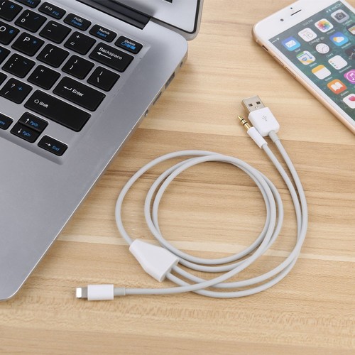 2 in 1 Audio Charging Cable for iPhone to 3.5mm Aux Cord Audio Jack 1m 3ft - 第 1/5 張圖片