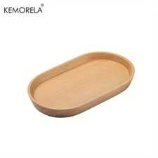 KEMORELA 1PCS Tableware Solid Wood round Dessert Plate Japanese-Style Wooden Tra