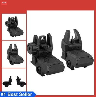 Flip Up Iron Sights Front And Rear For Picatinny Rail Airsoft Black Polymer