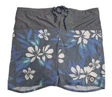 Ron Jon Surf Shop Board Shorts Mens 36 Floral Blue Gray Swim Trunks Stretch
