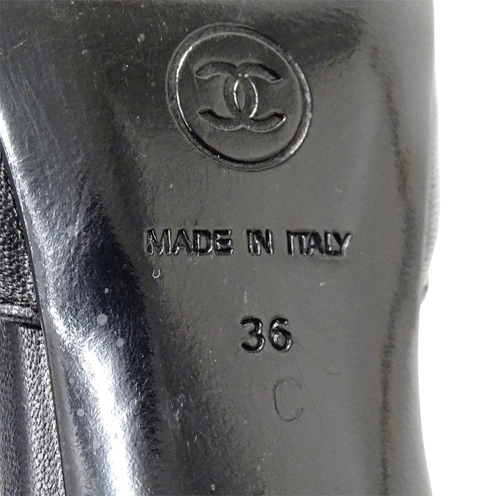 CHANEL Shoes Pumps Heel Cocomark EU 36 US 6 Leather Black Authentic thumbnail 7