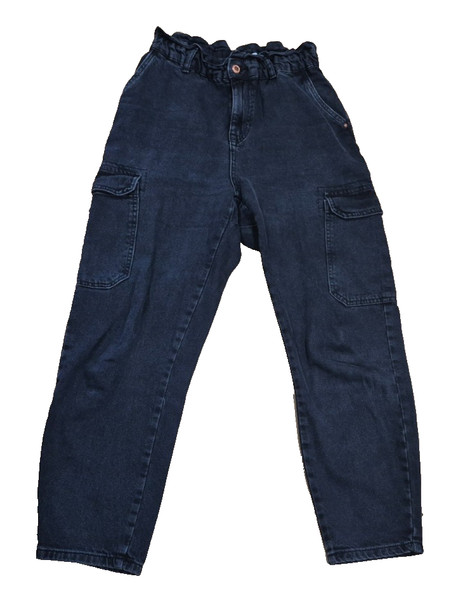 Womens Zara Black High Rise Cargo Cropped Jeans Size 8