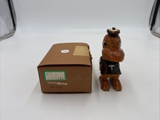 Vintage, Anri 1950's Wooden Tulane Green Wave Mascot Statute W Box Rare 5”