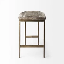 Millie 16.5L x 18.0W x 26.0H Gray Hair On Leather Hide Stool