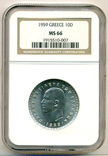 Greece 1959 10 Drachmai MS66 NGC