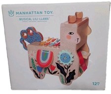 Manhattan Toy Musical Llama Wooden Instrument for Toddlers with Maraca  Drum