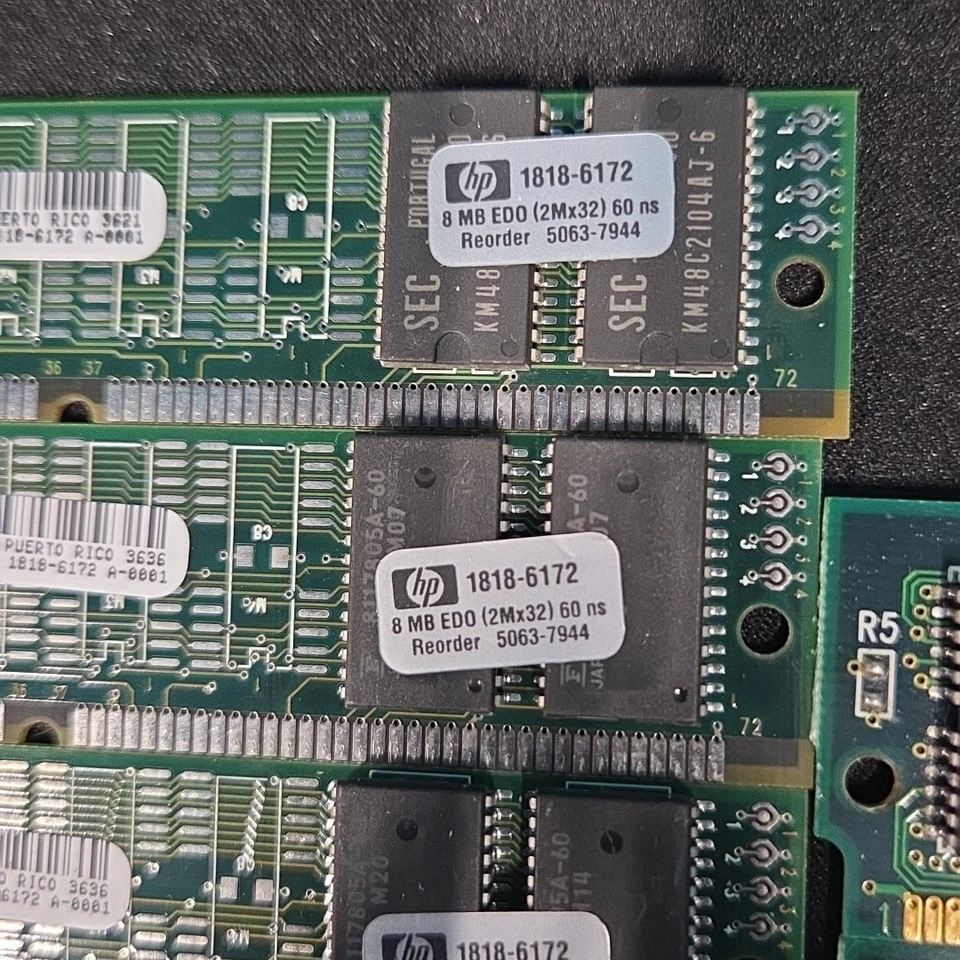 Vintage Lot 72-Pin SIMM RAM – 6 Modules – HP 8MB EDO + Siemens 8MB EDO Retro PC - Image 3 of 4