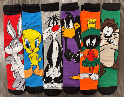 Brand New - One Size Fits Most - Looney Tunes - 6 Pair Crew Socks