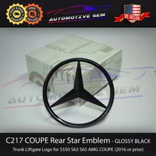 C217 COUPE Mercedes GLOSS BLACK Star Emblem Rear Trunk Lid Logo AMG S63 2014-16