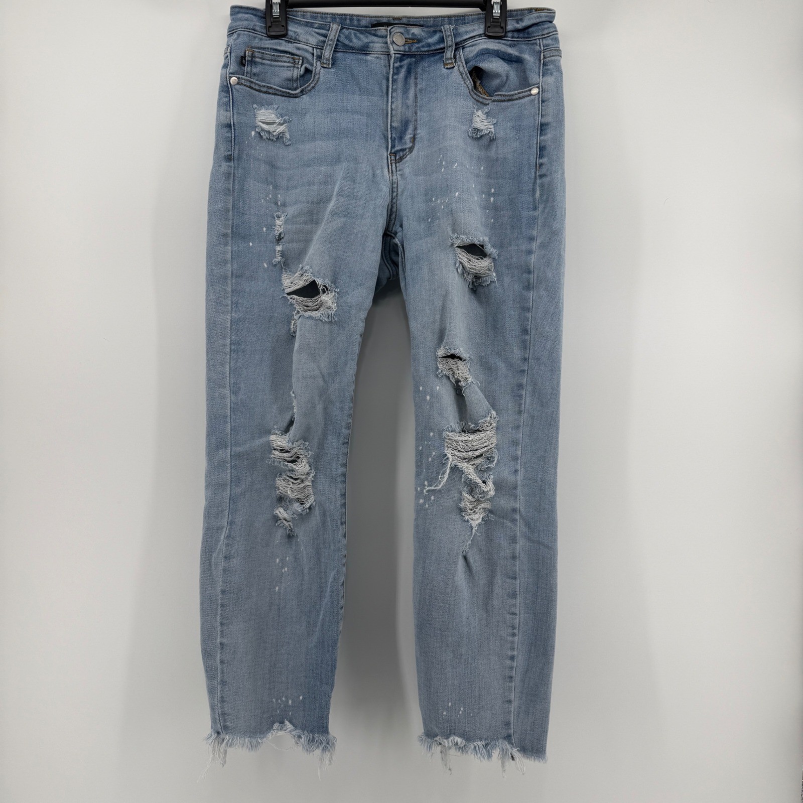 Judy Blue Jeans Womens Size 30 Boyfriend Fit Distressed Light Wash Frayed Hem