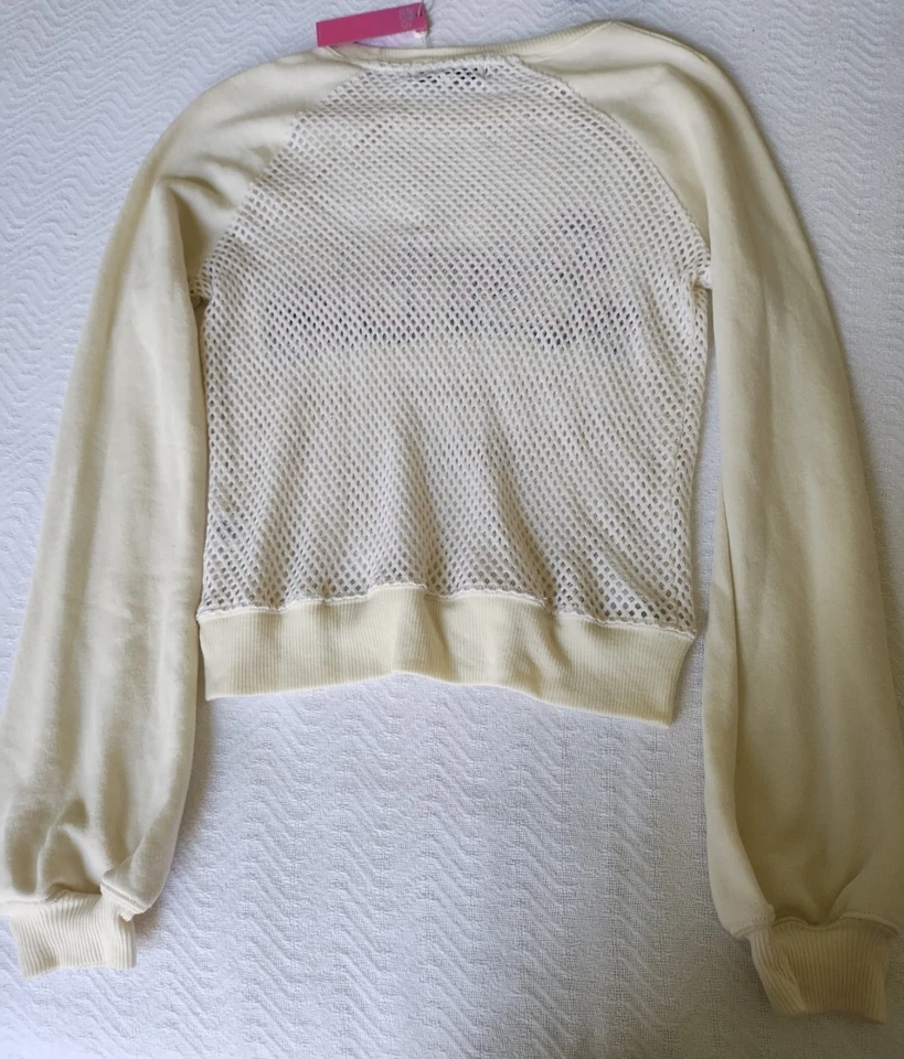 NUEVO CON ETIQUETAS WILDFOX Couture Barbie 🩷🤍 Sudadera de malla marfil y rosa, talla pequeña Foto 2 de 4