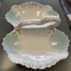 Antique Large KPM Germany Porcelain Divided Handled Serving Dish Blue Gold Trim — photo 3