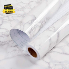 Glossy Marble Contact Paper White Peel and Stick for Countertop Grey Granite T