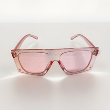 Women  s Oversized Square Sunglasses Pink Tinted UV400 Plastic 148mm