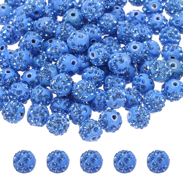 50 Stk. 10Mm Hellblaue Strass-Polymer-Perlen FüR Die Herstellung Von Diy-Schmuck-image