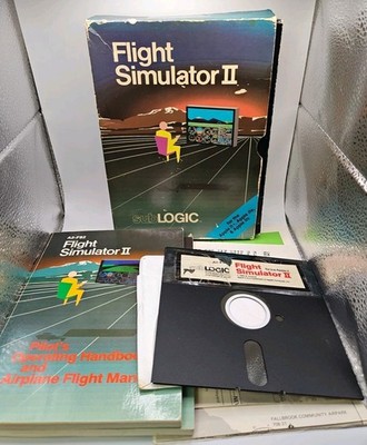 A2-FS2 SubLogic Flight Simulator II 1983 Apple II, II+, & IIe - Complete Box