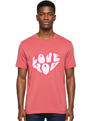 Love-You-Heart Mens Graphic Tee,100% Cotton,Casual Summer Wear