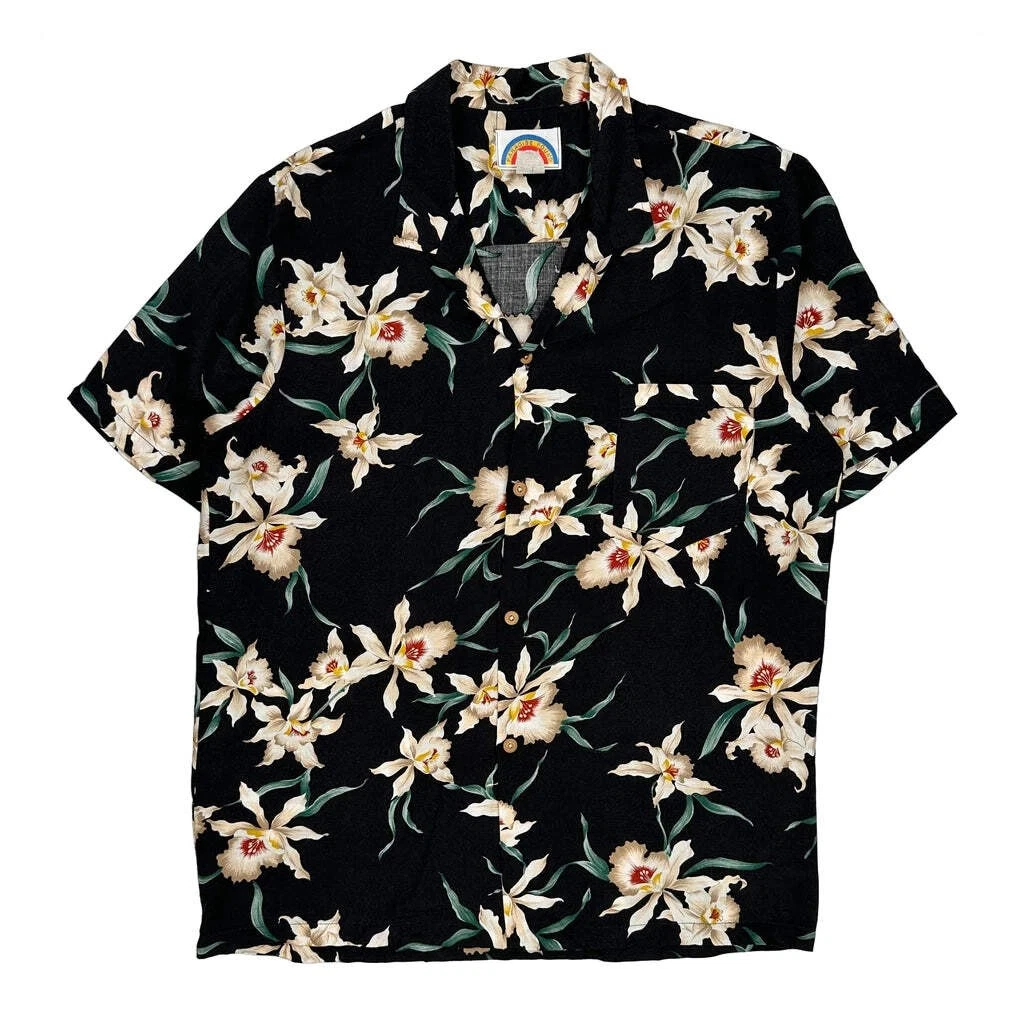 Paradise Found Floral Hawaiian Shirt - Large Black Viscose
