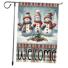 Welcome Snowman Garden Flag 12x18 Inch Double Sided Winter 2025-RMQ-854
