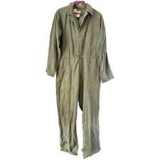 VTG 80s Military Coveralls Green Sateen Type I Men’s Large Dallas USA Workwear 