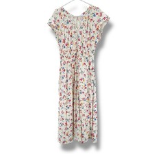 GAP Women’s Floral Maxi Dress S V-Neck Short Sleeve Cottagecore Resort Smoked
