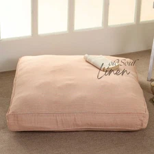 Floor Cushion Cover Striped Gauze Linen Zipper Pouf Pillow Case Boho Home Decor