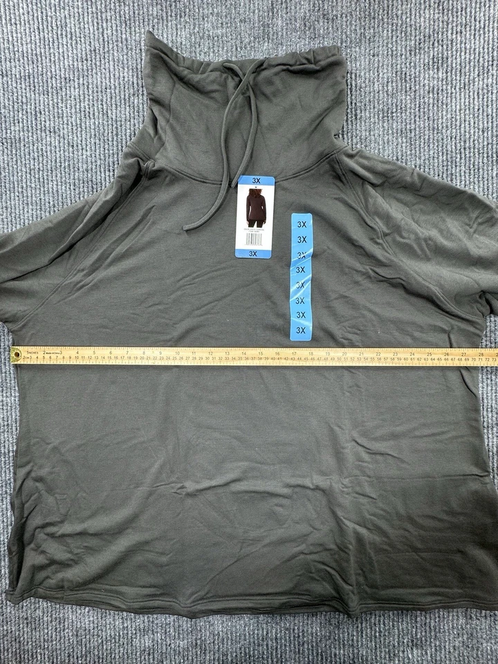 Suéter feminino 32 graus 3XL verde funil gola capuz pulôver manga longa - Imagem 4 de 4