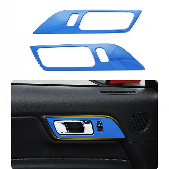 2pcs Blue Car Door Handle Panel Decoration Cover Trim for Ford Mustang