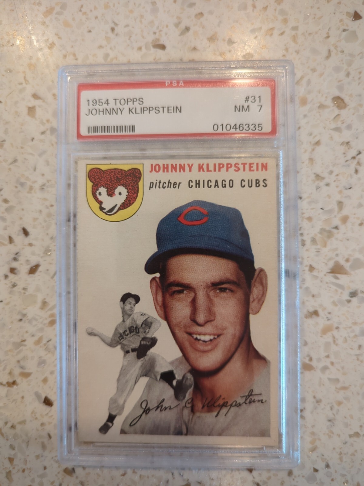 1954 Topps SETBREAK #31 Johnny Klippstein Chicago Cubs PSA 7 NM