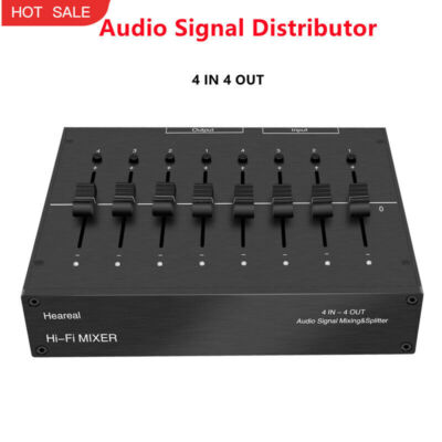Audio Signal Distributor 4 IN 4 OUT Mixer & Splitter Heareal F2 for Preamp Amp #
