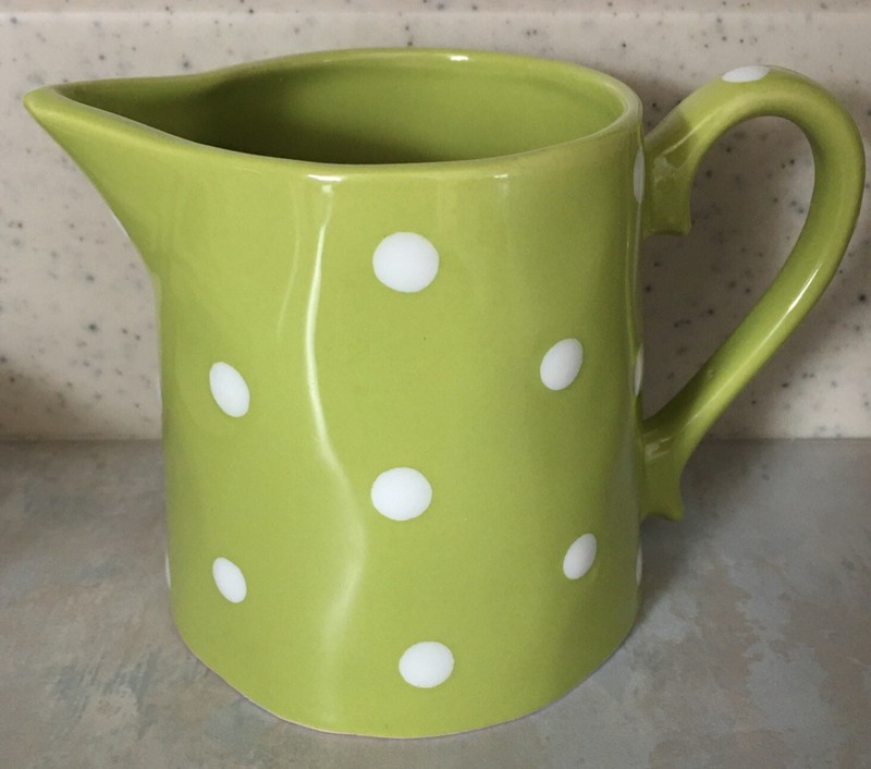Maxwell & Williams Sprinkle Green 3 3/4" Creamer Polka Dot 1st Quality Stoneware