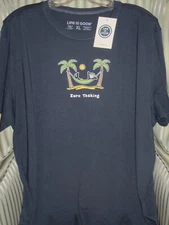 NWT!  LIFE IS GOOD MEN S/S LIGHTWEIGHT TEE-  HAMMOCK JAKE.. "ZERO TASKING"  (XL)