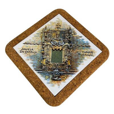 Portugal Tile Azulejo Janela do Capitulo Tomar Cork Trivet 7.5 in x 7.5 in