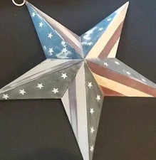 Primitive/Rustic/Distressed 3D American Flag Star 