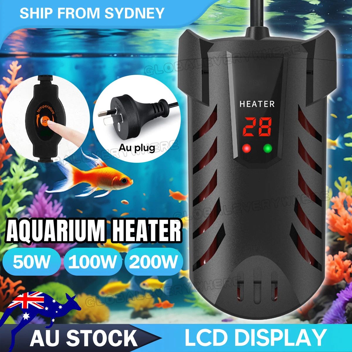 Aqua Fish Tank Thermosafe LCD Digital Submersible Aquarium Water Heater