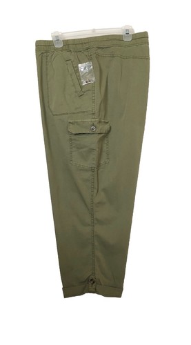 SONOMA Womens Capris Size 30W Khaki Green Pull On Good For Life Relaxed Fit New