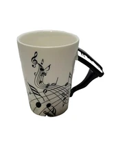 Black & White Piano Coffee Mug Fairly Odd Novelties Musician White Music Notes